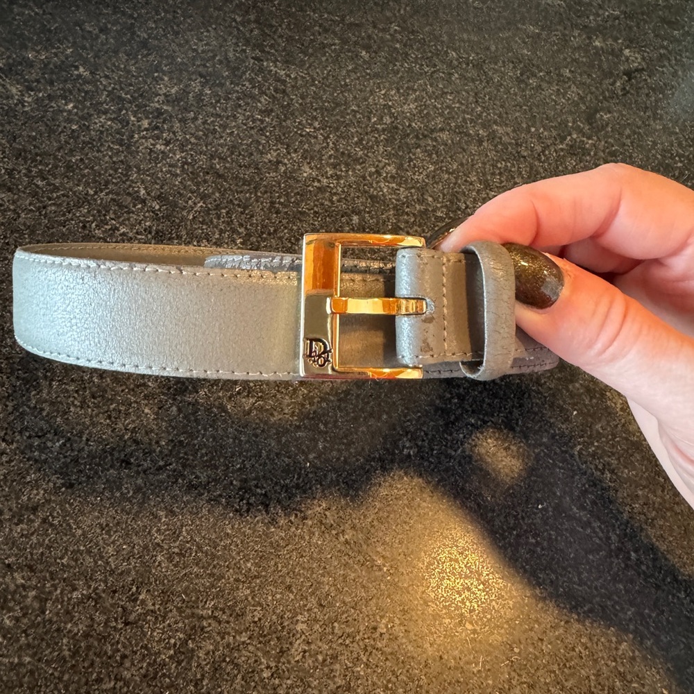 Vintage Christian Dior Grey Skinny Belt 35 inches